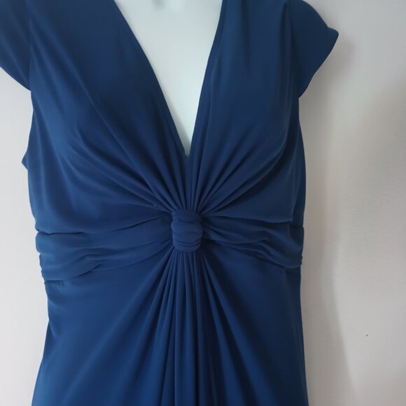 Royal Blue V Neck long flowing Dress Jones wear by Jones New York - Picture 3 of 7